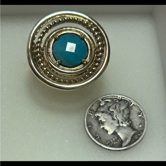 Gems en Vogue Michael Valitutti “NH” Palladium Silver Turquoise Ring size 7 - Picture 8 of 13